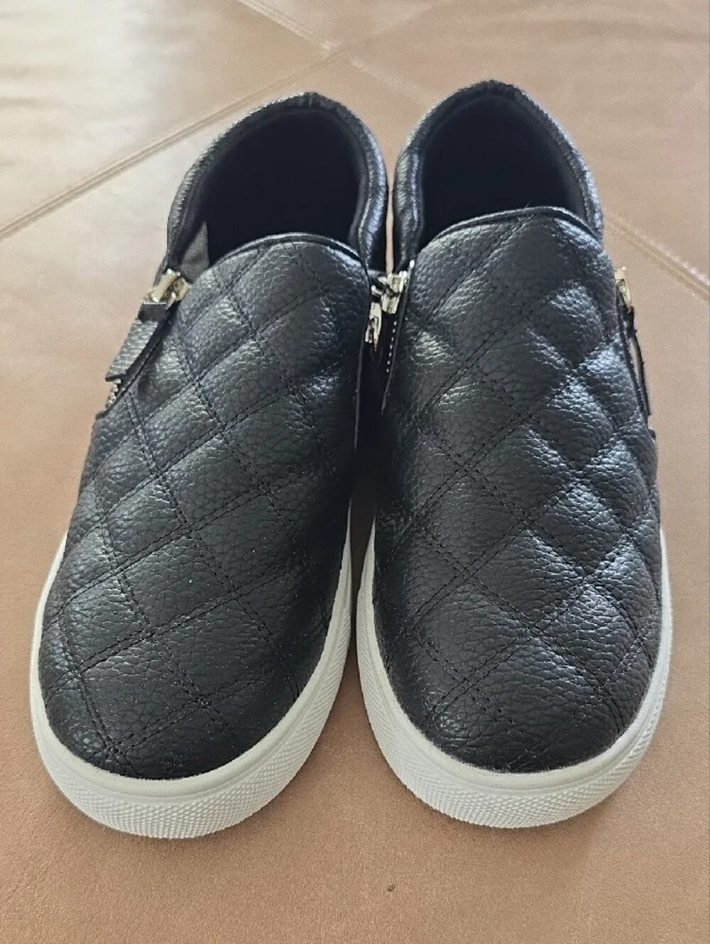 Quilted Black Slip-On Sneakers with Side Zipper Steve Madden